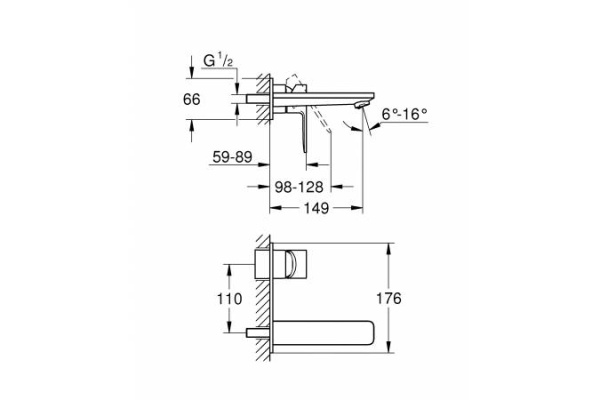 Смеситель для раковины на два отверстия Grohe Lineare New M-Size 19409 AL1 (19409AL1) темный графит матовый