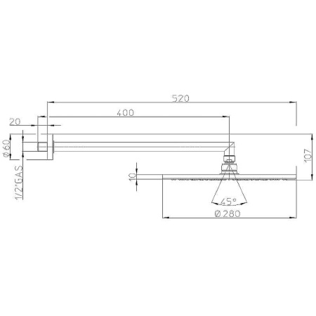 Верхний душ с кронштейном Bossini Cosmo H70596I.021 золото