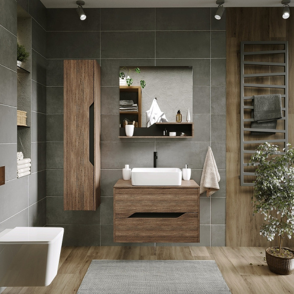 Пенал подвесной Grossman ЛАЙФ  303202 винтажное дерево темное/графит