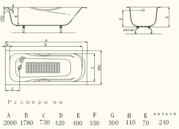 Чугунная ванна Artex Elite Grande (200x85)