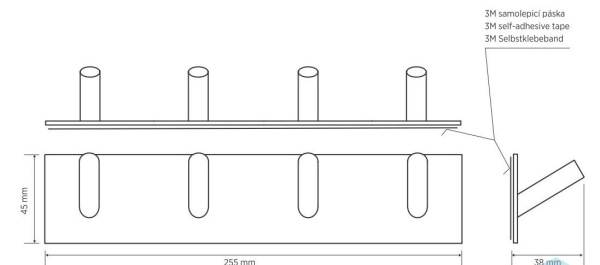 Планка с 4-мя крючками, мат Bemeta Easy 163106295