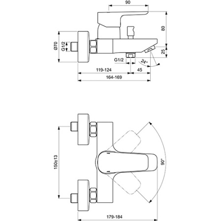 Смеситель для ванны Ideal Standard Ceraplan III B0718AA