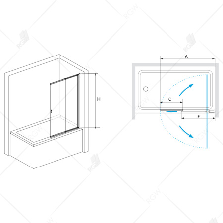 Шторка на ванну 100 см  RGW Screens SC-40B 03114010-14 прозрачное