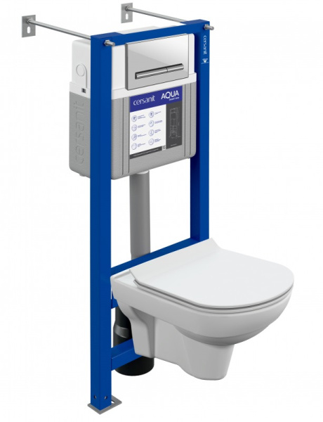 Комплект Cersanit CITY CO DPL EO slim + AQUA SMART M40 + PILOT стекло белый 63485