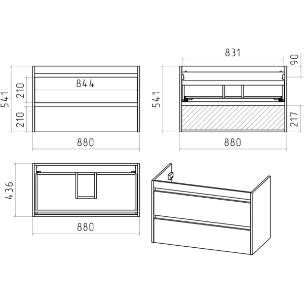 Тумба с раковиной Brevita Balaton 90 УТ000023725