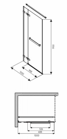 Двери распашные Kolo Next, релинг, Reflex (левые) HDSF10222R03L