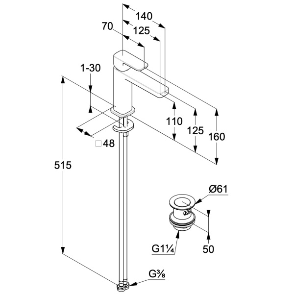 Смеситель для раковины Kludi Renon 422895375