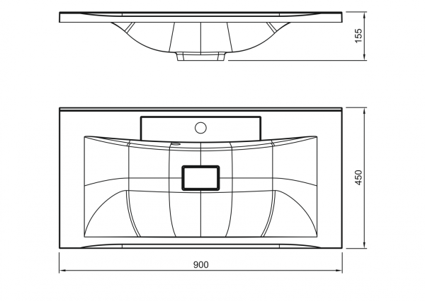 Раковина из искуственного мрамора (90x45) Art&Max AM-LAV-900-MR-FP-Nero