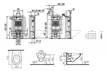 Комплект унитаза с инсталляцией Vitra Arkitekt 9005B003-7211