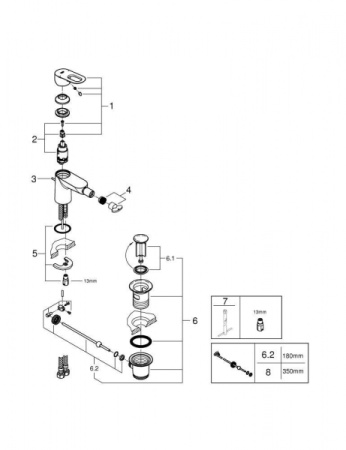 Смеситель для биде Grohe BauLoop 23338 000 (23338000) хром