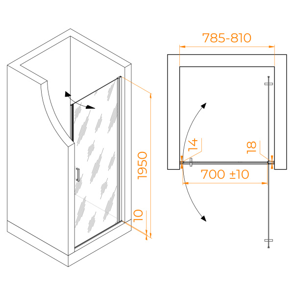 Душевая дверь 80 см RGW Leipzig LE-003-Gr 351200308-210 матовое