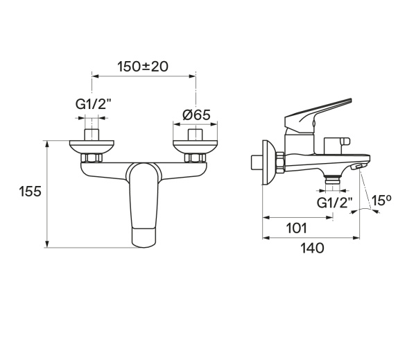 Смеситель для ванны Santek Кант  WH5A10002C001
