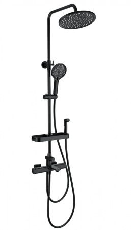 Душевая система с гигиеническим душем и термостатом WONZON & WOGHAND SOLID, черный матовый WW-C3011-A1-MB