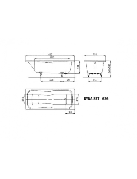 Стальная ванна (160х70) Kaldewei Dyna Set 226800010001