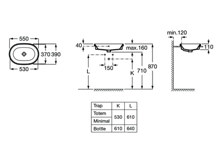Раковина встраиваемая сверху (55x39) Roca The Gap 3270Y5000