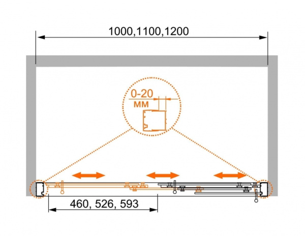 Душевая дверь в нишу Cezares TRIO-BF-22-100-P-Cr
