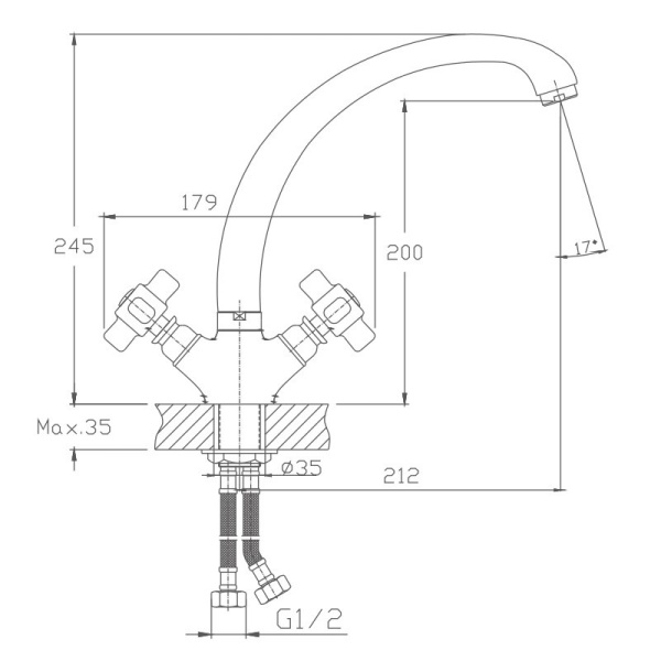 Смеситель для кухни Haiba HB4218