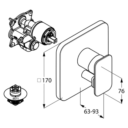 Встраиваемый смеситель для ванны Kludi E2 496500575