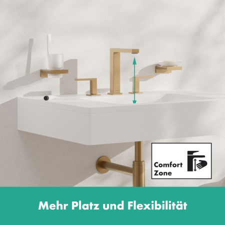 Смеситель для раковины на 3 отверстия с донным клапаном Push-Open Hansgrohe Tecturis E 73030140 шлифованная бронза
