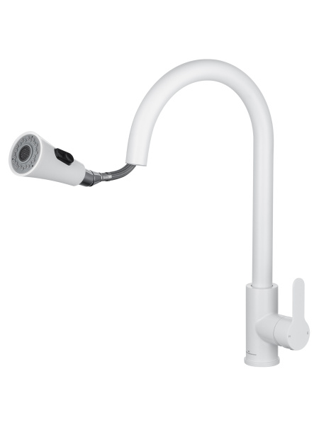 Смеситель для кухни с выдвижным изливом WONZON & WOGHAND, белый матовый WW-121E201L-MW Смеситель для кухни с выдвижным изливом WONZON & WOGHAND, белый матовый WW-121E201L-MW