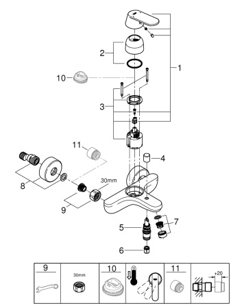 Смеситель для ванной Grohe Eurosmart Cosmopolitan 32831 000 (32831000) хром 