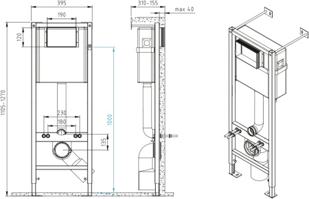 Комплект унитаза Cersanit Sreet Fusion Vortex DPL EO Slim с инсталляцией Vector 64578 