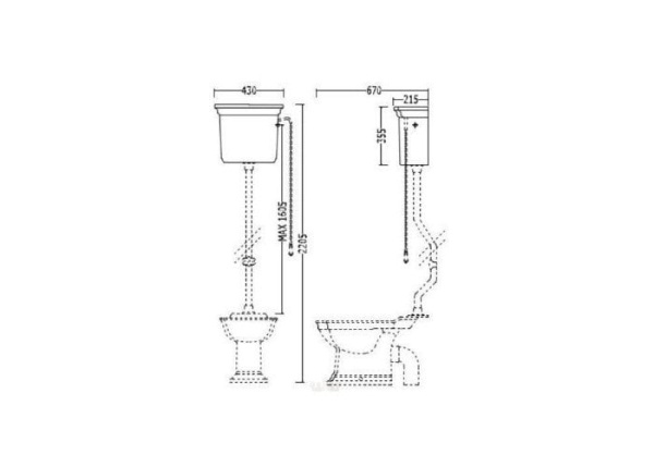 Соединительная труба для высокого бачка Devon&Devon IBACWESCR