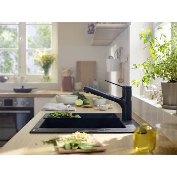  Смеситель для кухни Hansgrohe Zesis M33 sBox lite 74803800, черный матовый