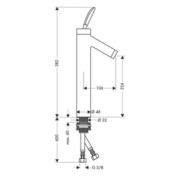 Смеситель для раковины высокий Axor Starck Classic 10028000