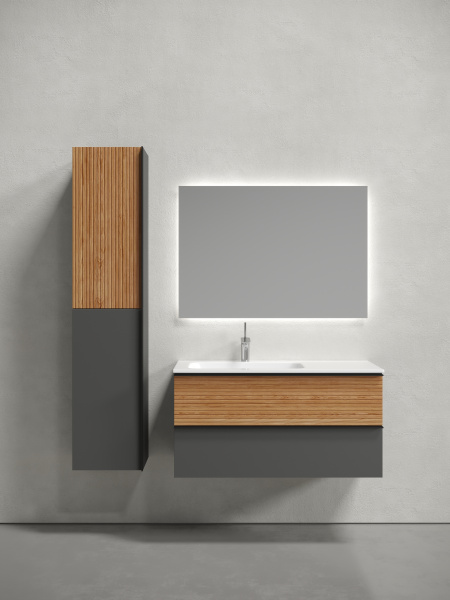 Тумба под раковину Sancos  Delta DL100LGR  дуб красный/графит