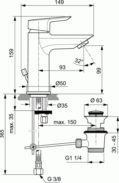Смеситель для раковины Ideal Standard Tesi A6557AA