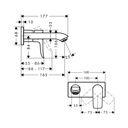 Смеситель для раковины настенный Hansgrohe Metris 31085000 хром