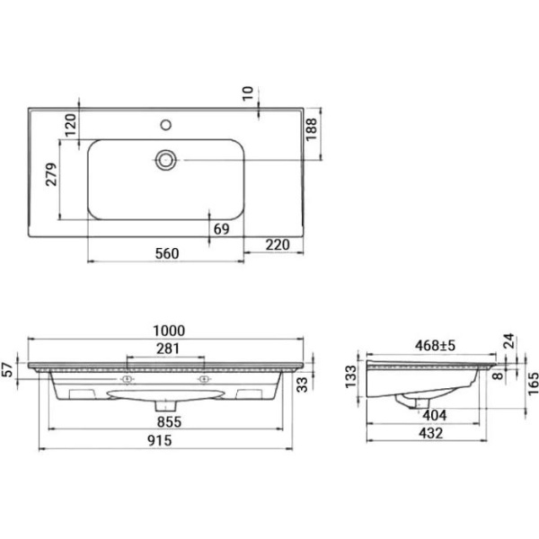 Умывальник мебельный Opadiris CeraStyle Blue 100 042500-u-01