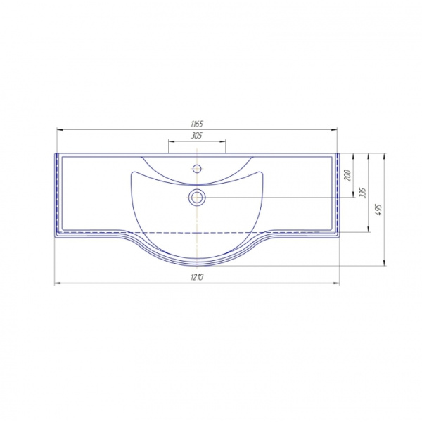 Раковина полувстраиваемая (121х50) СаНта Classic120