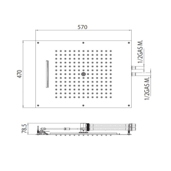 Верхний душ Bossini Dream H38925.073 черный матовый