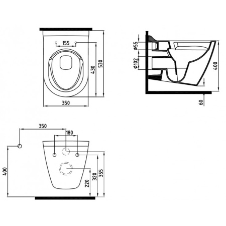 Унитаз подвесной безободковый с функцией биде Bien Mineral MNKA052N1VP1W3000