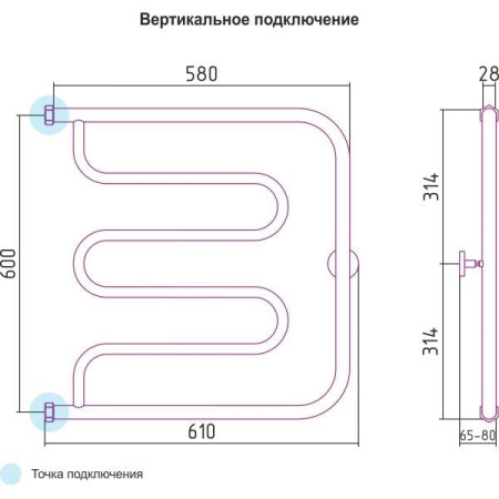 Полотенцесушитель водяной Сунержа Лира+ 00-4012-5050