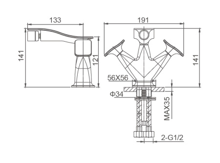 Смеситель для биде WONZON & WOGHAND SHAKESPEARE, хром WW-655001-CR