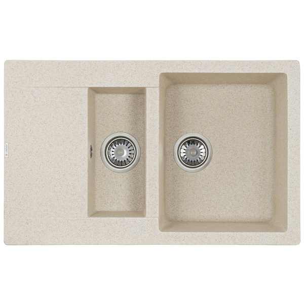 Мойка-Мраморная  (двойная) "KAISER"  KM2M-5080 Black&White, бежевый