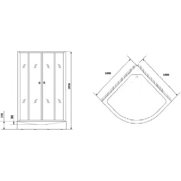 Душевая кабина (100х100) Grossman Classic GR270 распашная, черный, прозрачный