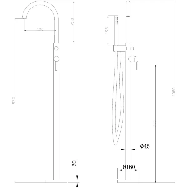 Смеситель ABBER Wasser Kreis AF8115RGN напольный для ванны, бронза