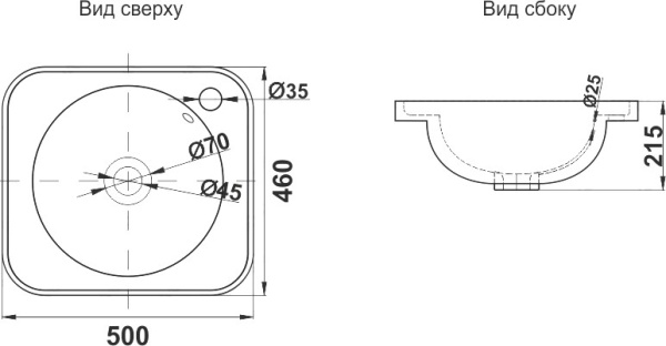 Встраиваемая сверху (50х44)  Melana 320323-805