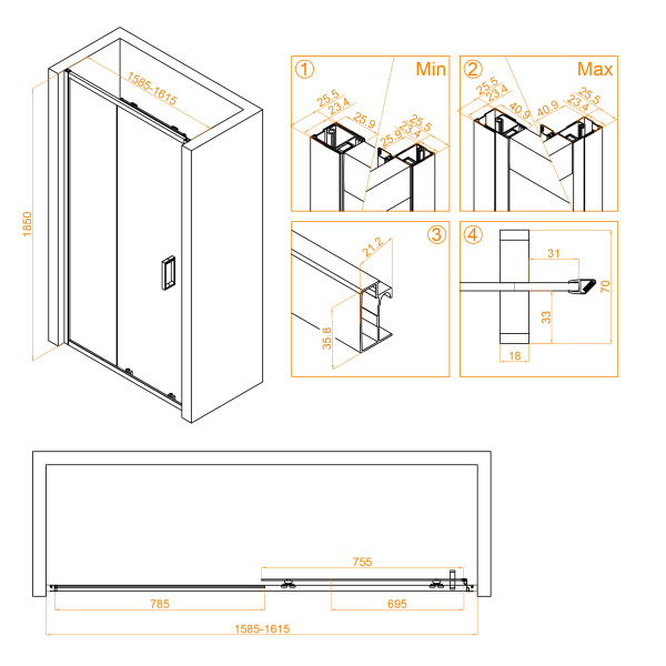 Душевая дверь 160 см RGW Classic CL-14 32091416-11 прозрачный