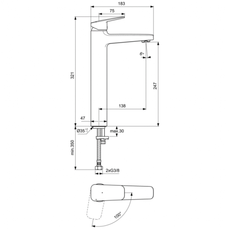 Смеситель для раковины Ideal Standard CERAPLAN BD237AA, хром