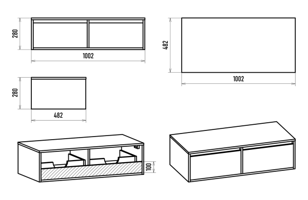 Тумба под раковину Brevita Stone 100  STO-01100-048П