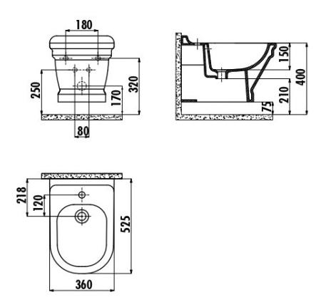 Подвесное биде Creavit Antik AN510-00CB00E-0000