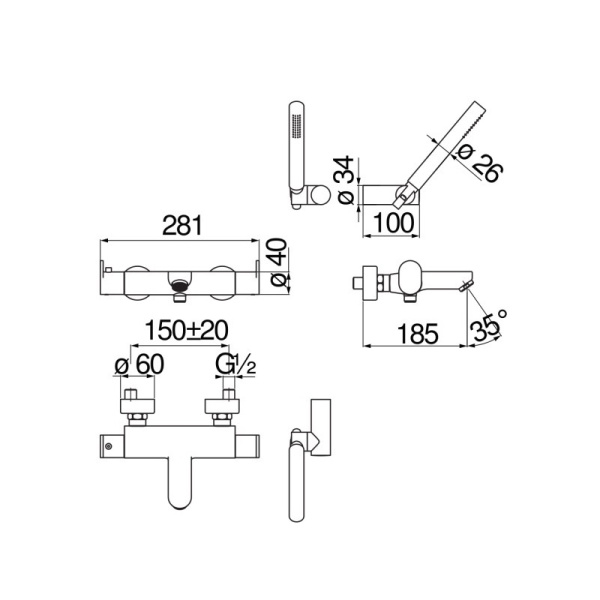 Смеситель для ванны Nobili Up UP94010CR