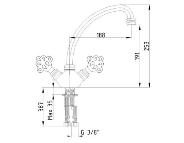 Смеситель для раковины E.C.A. Ottoman 102208003EX