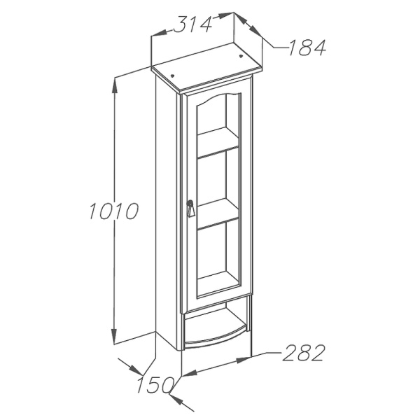 Шкаф Opadiris Риспекто подвесной, одностворчатый, цвет белый матовый, правый, с матовым стеклом 00-00006082