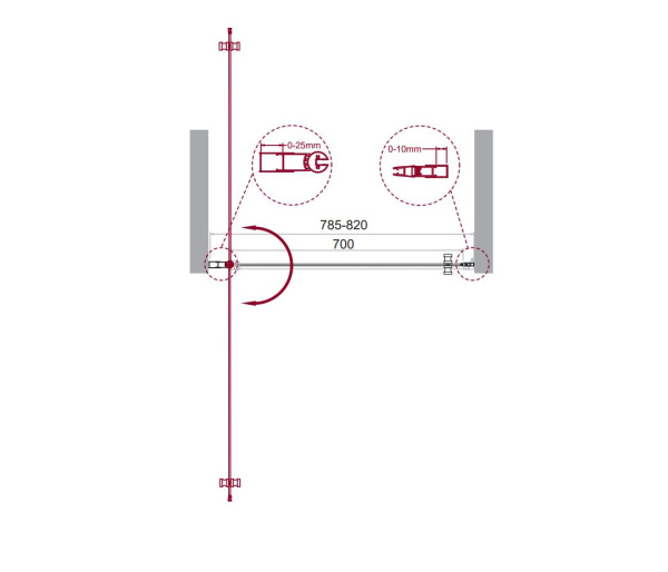 Душевая дверь (80х195) BelBagno ETNA-B-1-80-C-Cr-90